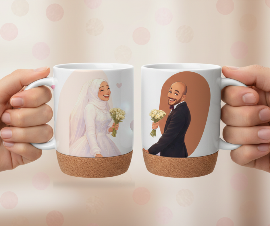 Duo Mugs Avec Couvercle & Base Liège "Disney Princess Style"