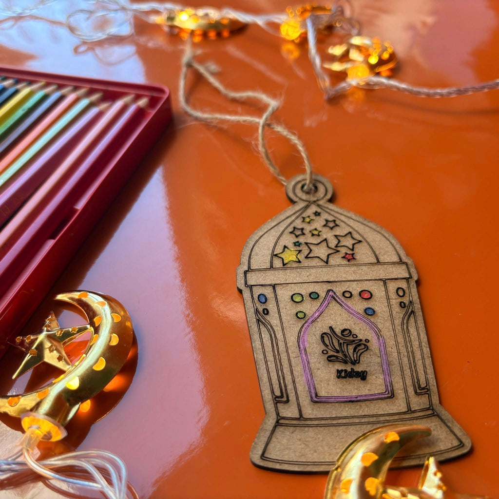 Kit de Coloriage Ramadan en Bois – Tanbou | Activité Éducative Recyclée (Lot 25 pcs)